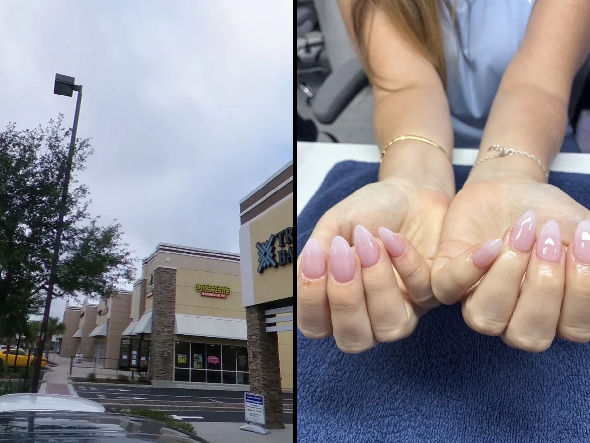 Welcoming nail salon chairs and tidy counters.
